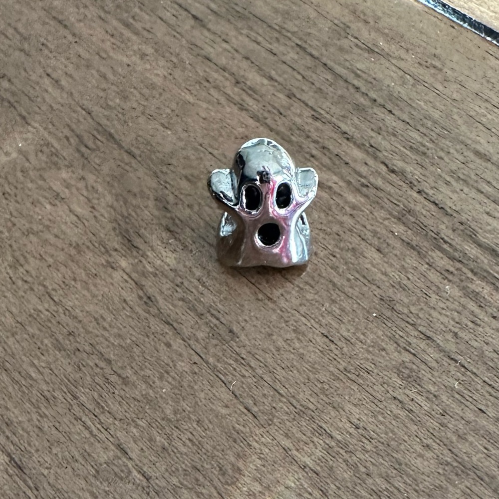 Sterling silver ghost charm. Will fit Pandora bracelets.